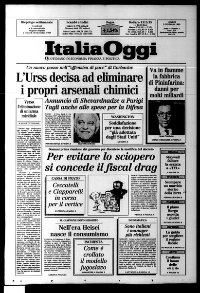 Italia oggi : quotidiano di economia finanza e politica